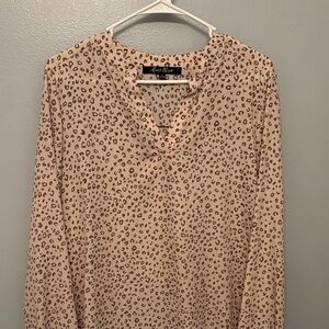 Alice Blue Women's Leopard Print Blouse - Cream and Brown
